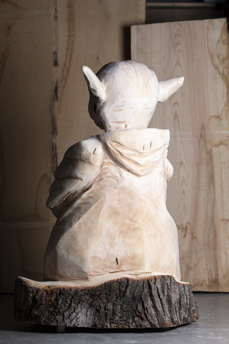 Sculpture yoda bois frêne